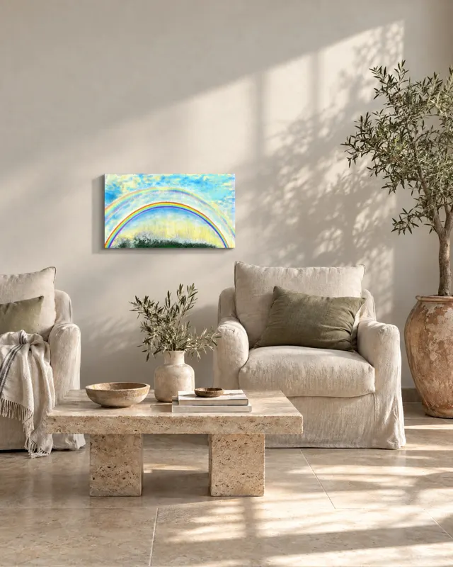 A painting in a hotel lounge